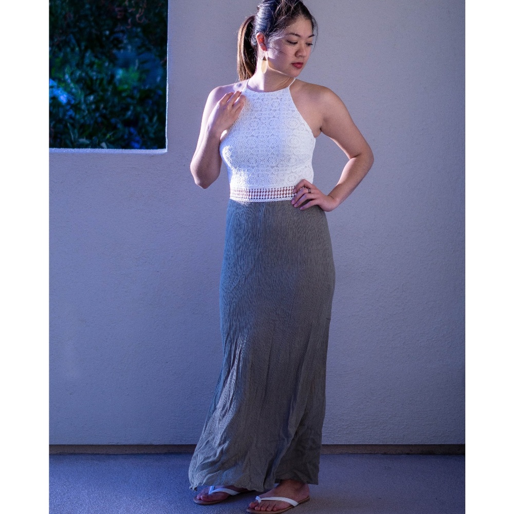 Summer Halter Style Maxi Dress with Lace